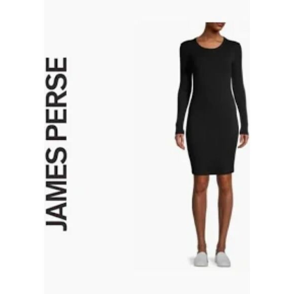 Standard James Perse Black Ribbed Cotton Scoop Neck Dress size 2 or Medium - Picture 1 of 13